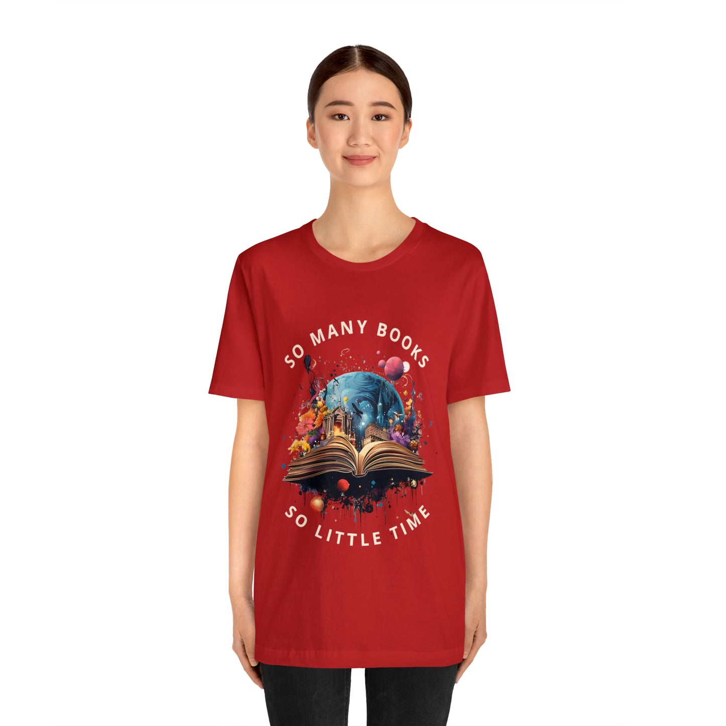 So Many Books - Red Reading T-shirt