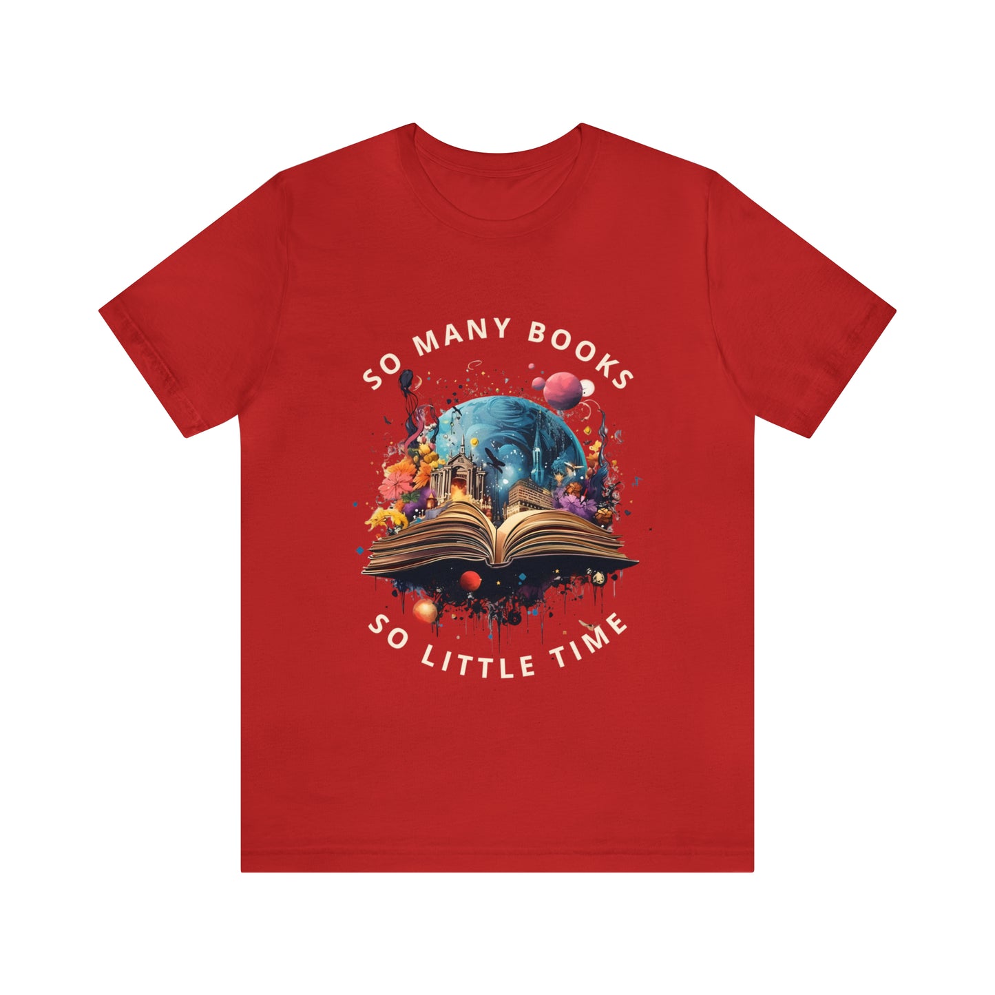 So Many Books - Red Reading T-shirt